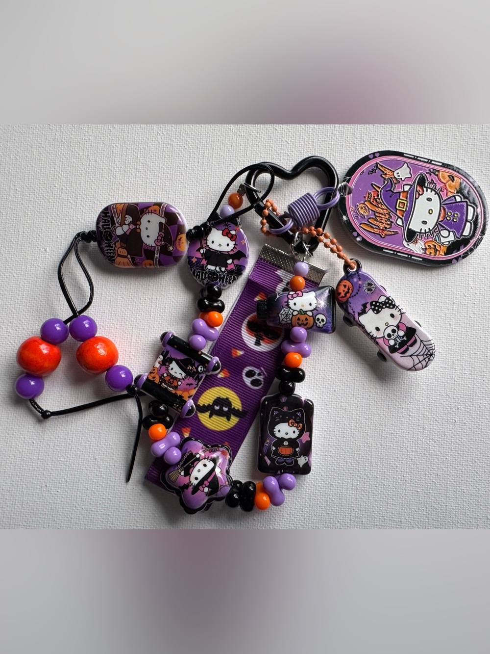 Hello Kitty Purple Orange Black Halloween Bag Charm.
